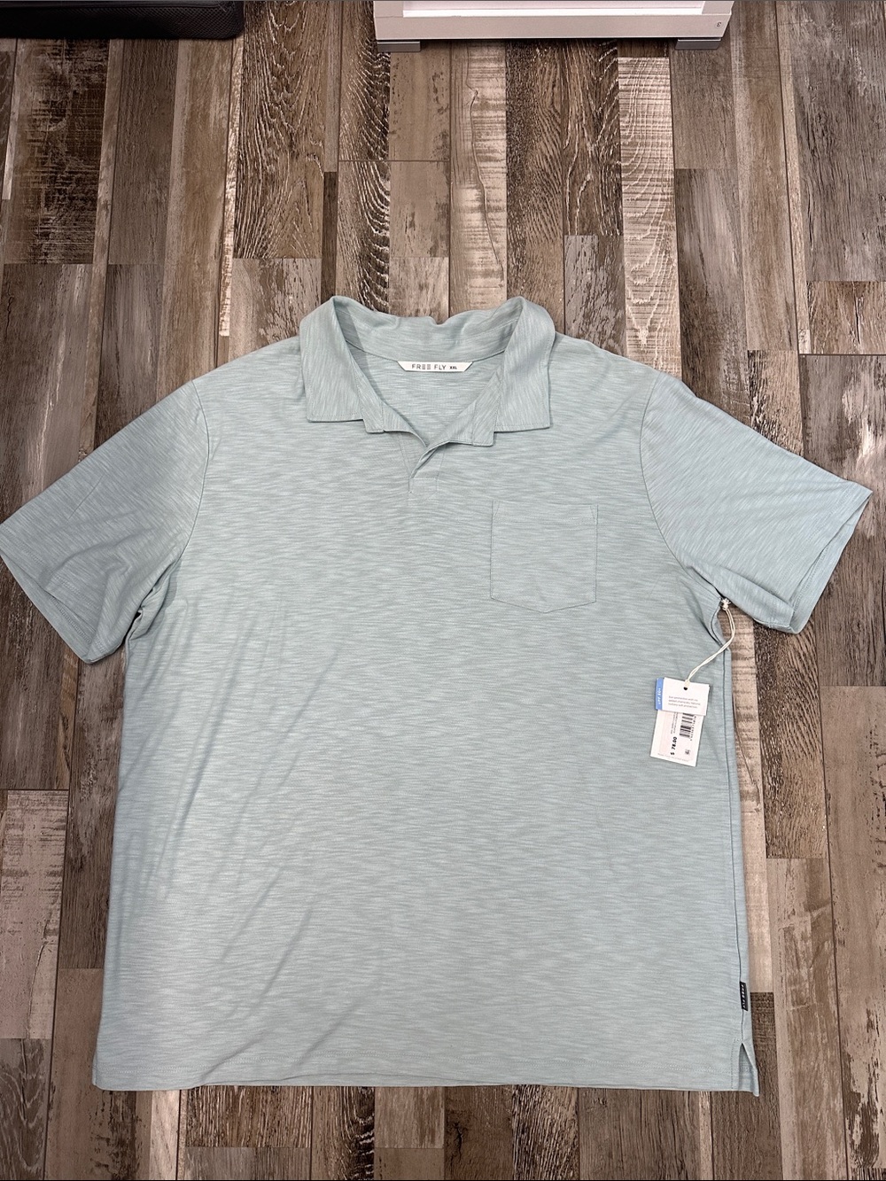 Free Fly Apparel Light Seafoam Short-Sleeve Polo with Chest Pocket